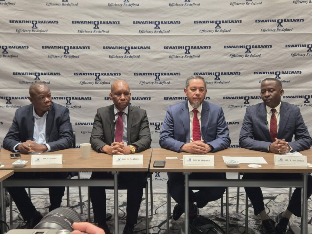 Newly elected SARA leadership and delegates during the board meeting at Hilton Garden Inn in Mbabane. Pictured are Eswatini Railways CEO Nixon Dlamini, SARA board members, and representatives from regional railway authorities.