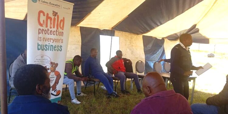 Community police volunteers attend a child protection training session led by World Vision and the Royal Eswatini Police Service at Mantambe Inkhundla.
