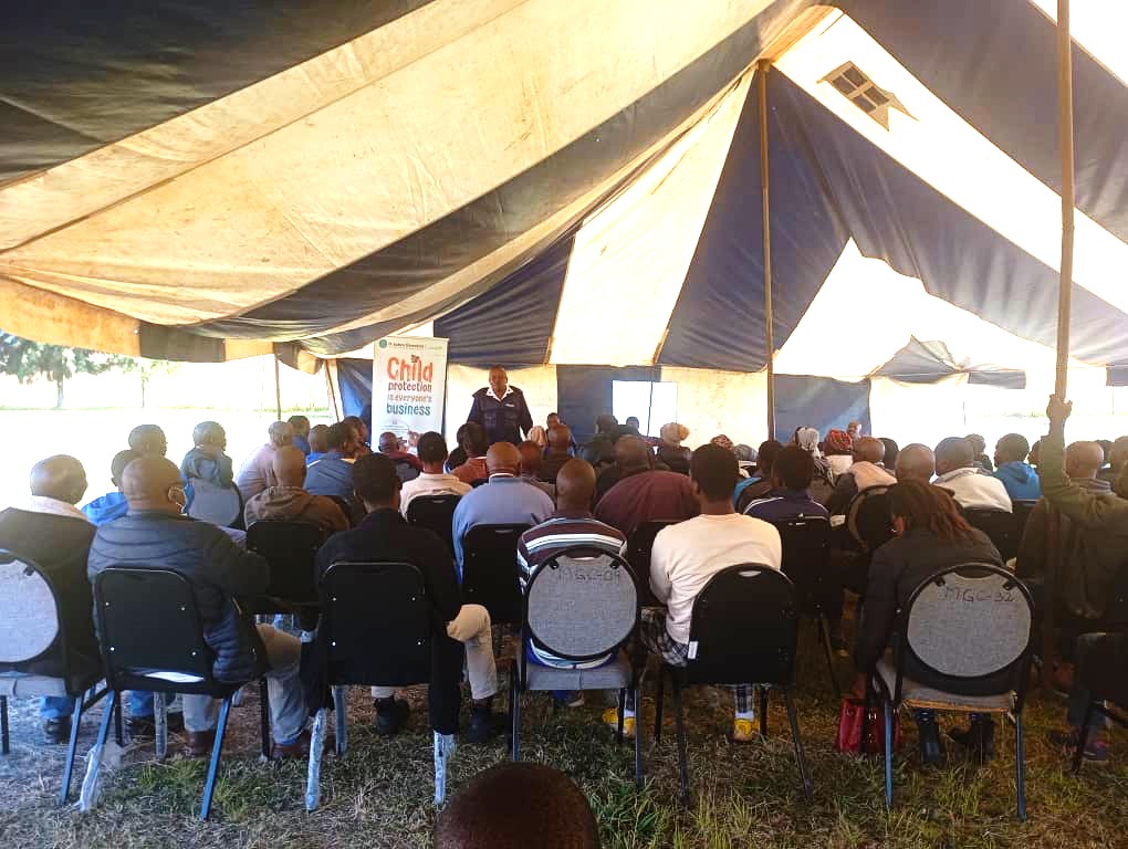 Community police volunteers attend a child protection training session led by World Vision and the Royal Eswatini Police Service at Mantambe Inkhundla.
