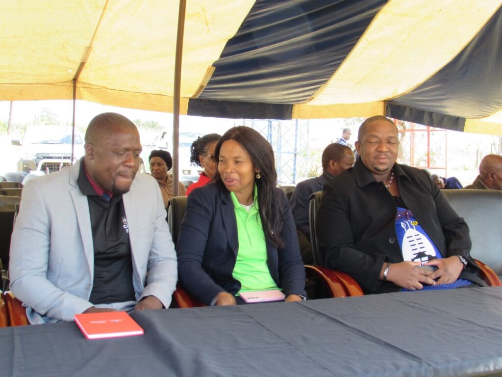 Minister Phila Buthelezi engages with learners and stakeholders at the National Career Expo in Shiselweni, where over 800 youth explored career and entrepreneurship opportunities.