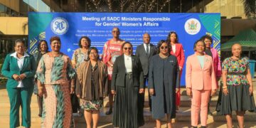 SADC Ministers responsible for Gender and Women’s Affairs pose for a group photo with representatives from civil society, UN agencies, and development partners during the ministerial meeting held in Harare, Zimbabwe.