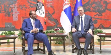 His Majesty King Mswati III with Serbian President Aleksandar Vučić during bilateral talks in Belgrade on October 19, 2024, where the two countries signed six new cooperation agreements