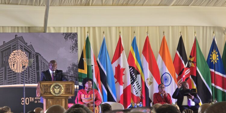 President Cyril Ramaphosa addresses the media at the Constitutional Court’s 30th anniversary in Johannesburg. Photo: GCIS/Supplied