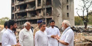PM Modi comforts sole survivor Vishwash Kumar Ramesh in Ahmedabad hospital following deadly Air India crash (Photo: PMO India)