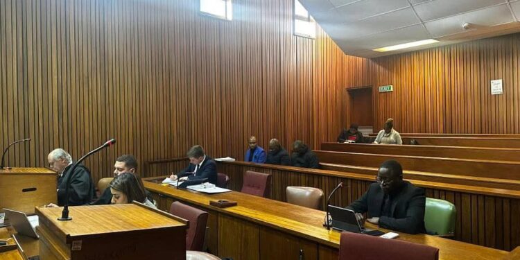 Lungu family spokesperson and legal representative, Makebi Zulu, seated inside the Pretoria High Court during the hearing on the urgent application to halt the burial of former President Edgar Lungu.