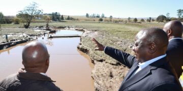 Ramaphosa visits bridge collapse site in Mthatha. Picture: X