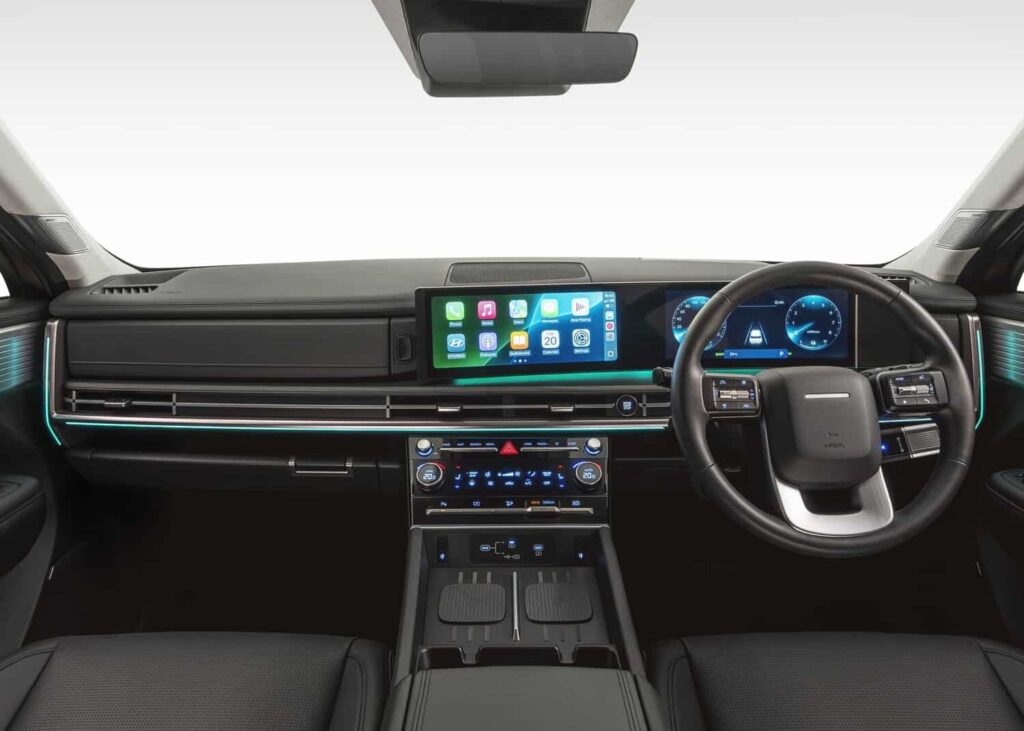 Exterior’s boxy design continues inside. Image: Hyundai