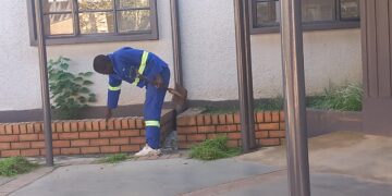 Karabo Ramanane begins his community service sentence at the Mbabane Magistrates Court. (Pic: Khulekile Mhlanga)