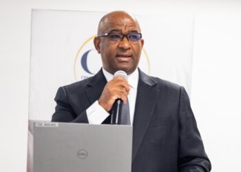 Central Bank of Eswatini Governor Dr. Phil Mnisi speaks during a media briefing at the CBE Complex in Ezulwini on June 23, 2025, where he outlined key national development initiatives and unveiled progress on the Bank’s relocation project.