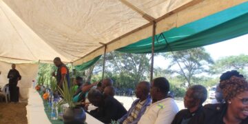 Community members gather at the Lugongodlane River site during the launch of the Hlanganani Suspension Bridge project in Mayiwane, Hhohho Region.