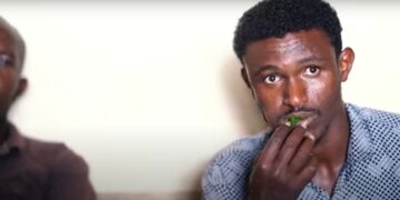 A man chewing on khat.