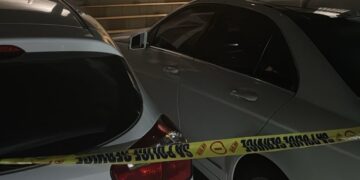 Police forensic team outside the Fourways complex where the Mozambican suspect was fatally shot during a raid. Photo: Supplied