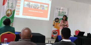 Project technicians from the Taiwan Africa Vegetable Initiative in Eswatini sharpen their skills during a recent communications training