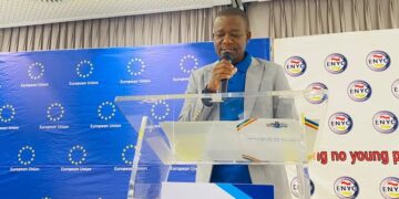 Minister of Sport, Culture and Youth Affairs Bongani Nzima addressing the audience during the World Youth Skills Day 2025 commemoration at Ezulwini.