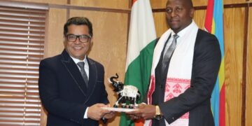 Prime Minister Russell Mmiso Dlamini meeting with India’s Minister of State for External Affairs, Hon. Pabitra Margherita, during a courtesy visit at Cabinet Offices. Photo: Cabinet Office