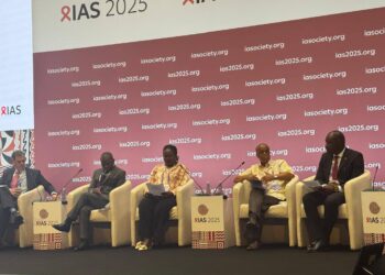 NERCHA National Executive Director Dr. Nondumiso Ncube with fellow panelists during a session at the IAS 2025 Conference in Kigali, Rwanda.