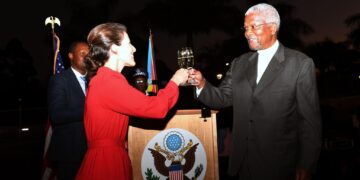 Prince David shares a moment with Chargé d’Affaires Caitlin Piper during the U.S. Embassy’s Independence Day event in Mbabane. Photo by U.S. Embassy Eswatini