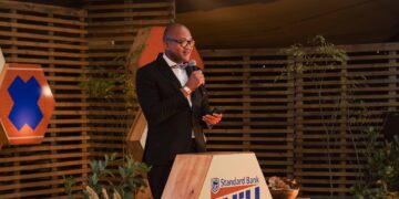 Standard Bank Eswatini Chief Executive Mvuselelo Fakudze delivering remarks during the official launch of the 2025 Luju Food & Lifestyle Festival at House on Fire on Friday evening.