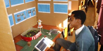 A learner presents a STEM project at the 2025 National STEM Expo held at William Pitcher Teachers’ College, where students from across Eswatini demonstrated innovations in science, technology, engineering, and mathematics.