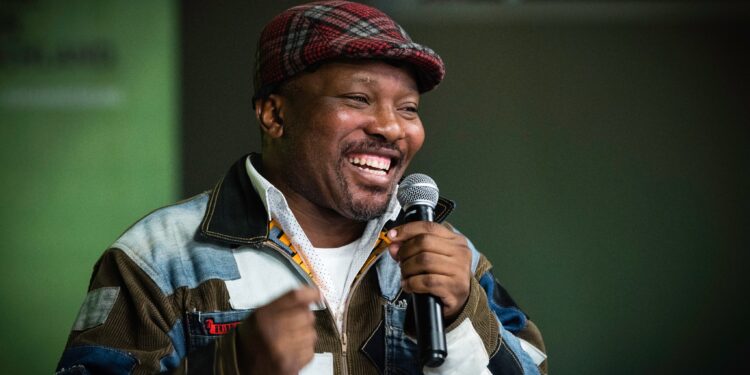 Bongani Dlamini, Sales and Marketing Manager for Eswatini's internationally recognized MTN Bushfire and Standard Bank Luju Food & Lifestyle Festivals, during a Bushfire workshop at the Goethe Institut in Johannesburg. Johannesburg – 2025/07/15 Photo: Bram Lammers