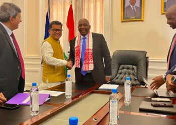 India’s Minister of State for External Affairs, Mr Pabitra Margherita, with Lesotho’s Prime Minister and senior government officials during a courtesy visit at State House, Maseru, on 22 July 2025.