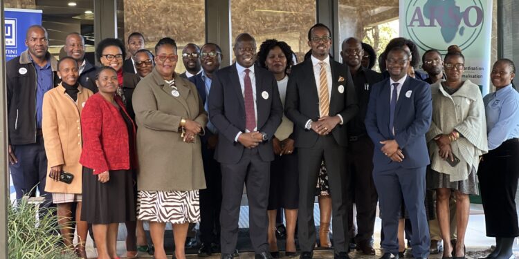Principal Secretary Melusi Masuku in a group photo with the ARSO delegation during a strategic session on advancing continental standards in Eswatini.