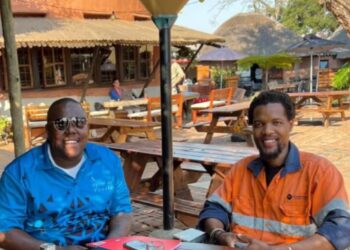 Zox Dlamini and Bafanabethu Favourite Gina pictured ahead of the 2025 Made in Eswatini Consumer Choice Awards ceremony, where a bespoke designer piece will be auctioned in support of the Buy Local campaign.