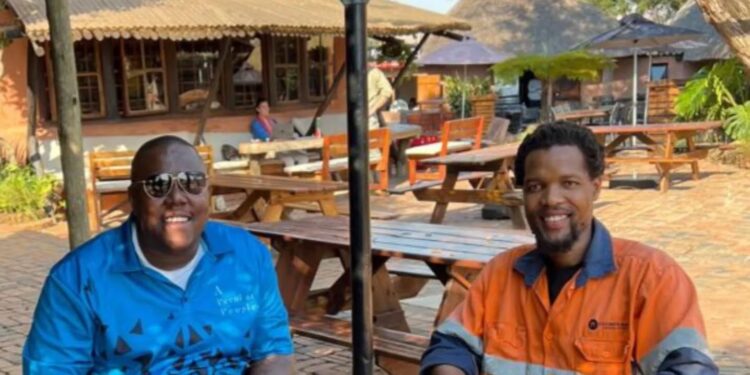Zox Dlamini and Bafanabethu Favourite Gina pictured ahead of the 2025 Made in Eswatini Consumer Choice Awards ceremony, where a bespoke designer piece will be auctioned in support of the Buy Local campaign.