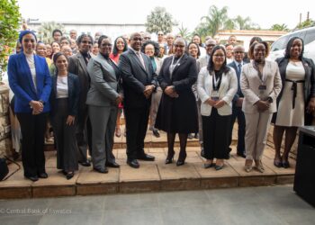 ChatGPT said: Participants of the AFI Inclusive Green Finance workshop pose for a group photo at the Happy Valley Hotel, Ezulwini.