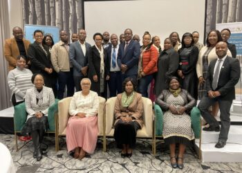 Officials from government ministries, development partners, and stakeholders pose for a group photo during the launch of the Eswatini Water Investment Plan in Mbabane