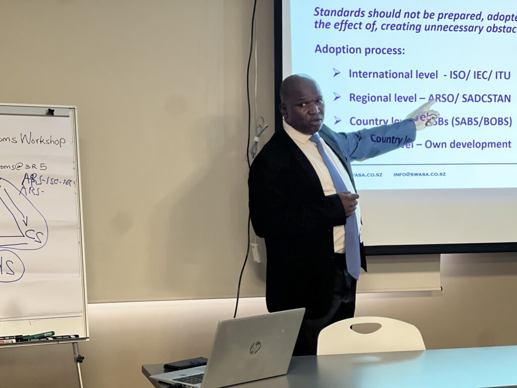 Participants engage during a session on harmonised African standards at the SWASA training facilitated by ARSO experts in Mbabane.