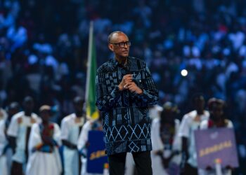 President Paul Kagame addresses youth at the Giants of Africa Festival opening at BK Arena, Kigali.