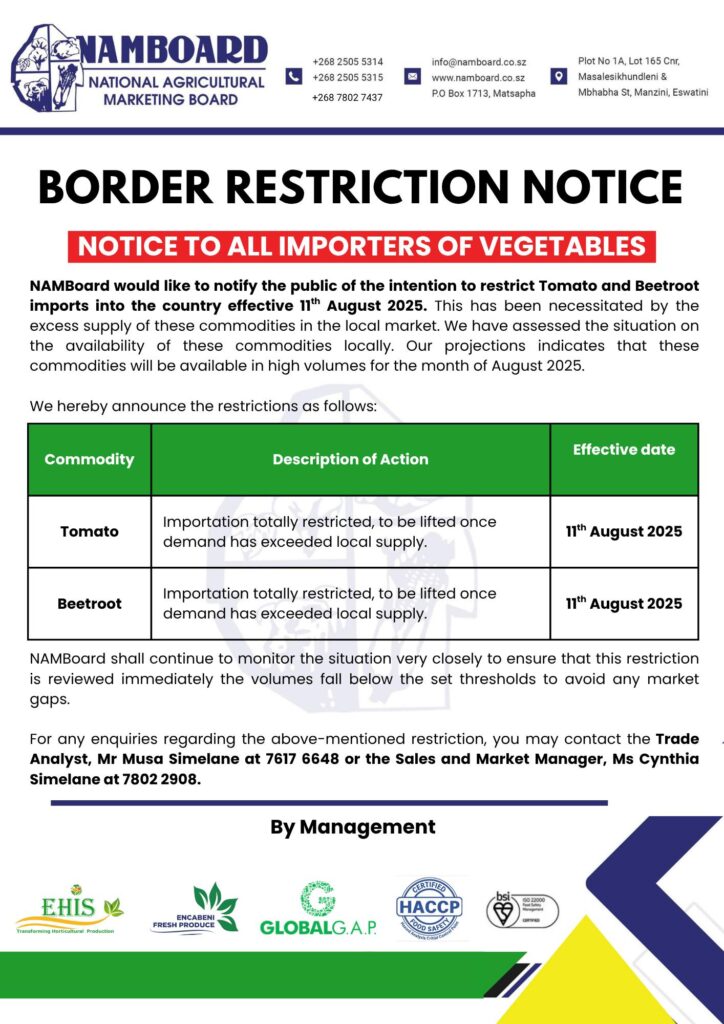 Notice from NAMBoard