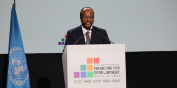 His Majesty King Mswati III speaks on Eswatini’s economic reforms and growth strategy at a high-level session attended by global leaders in Sevilla.