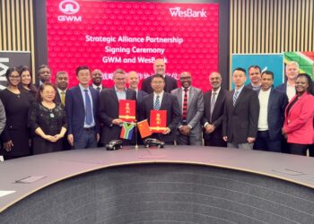 Officials from WesBank and Great Wall Motors (GWM) pose together during the announcement of their updated joint venture agreement aimed at making vehicle ownership more affordable for South African customers.