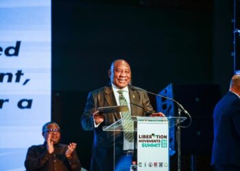 ANC President Cyril Ramaphosa at the concluding session of the Liberation Movements Summit in Kempton Park.