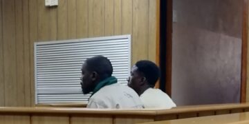 Wandile Zwane and Mlungisi Magagula appeared on Tuesday before Senior Magistrate, Sifiso Vilakati, charged with violating Section 18(3) of the Stock Theft Act. | Pic: Sithembiso Sihlongonyane