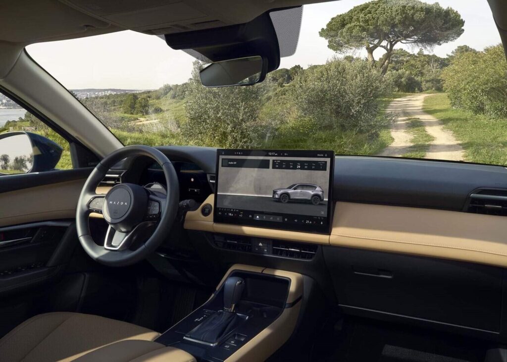 Radically new interior sports a freestanding infotainment display in two sizes. Image: Mazda