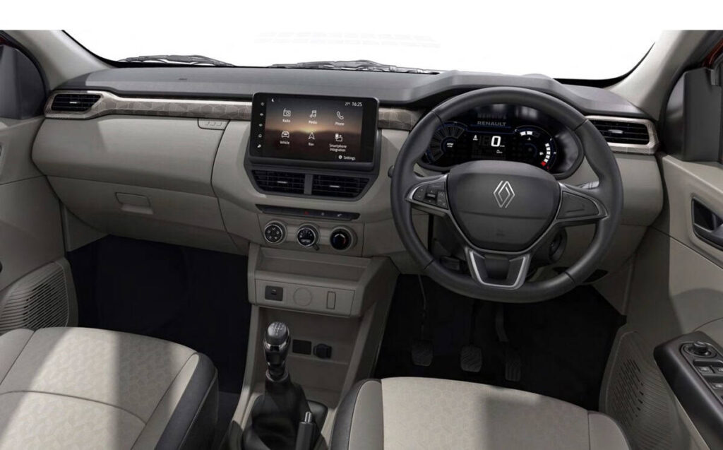 Interior has been thoroughly updated with improved materials, a new steering wheel and Kiger-derived infotainment display. Image: Renault India