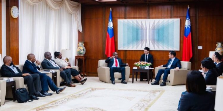 Minister of Foreign Affairs Lin Chia-lung (center, right) and Minister of Public Service Mabulala Maseko (center left) discuss Taiwan-Eswatini relations | pic - Taiwan Today.
