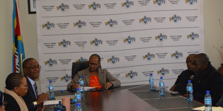 Deputy Prime Minister's Office Principal Secretary Siboniso Nkambule with senior government officials at the official launch of Asibambane Sibe Ngumndeni TV Show. (pics: Khulekile Mhlanga)