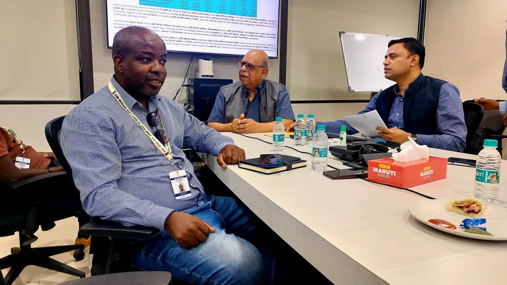 Mfanasibili Sihlongonyane, Editor-in-Chief, with Sumanta Choudhury, Adviser at Pharmexcil, and Rollins John, Director of Pharmexcil, in Mumbai | Supplied