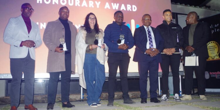 Some of the award recipients proudly pose with their accolades at the 2025 Made in Eswatini Consumer Choice Awards.
