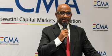 Central Bank Governor Dr. Phil Mnisi delivers remarks during the launch of the Eswatini Capital Markets Association in Mbabane on July 24, 2025.