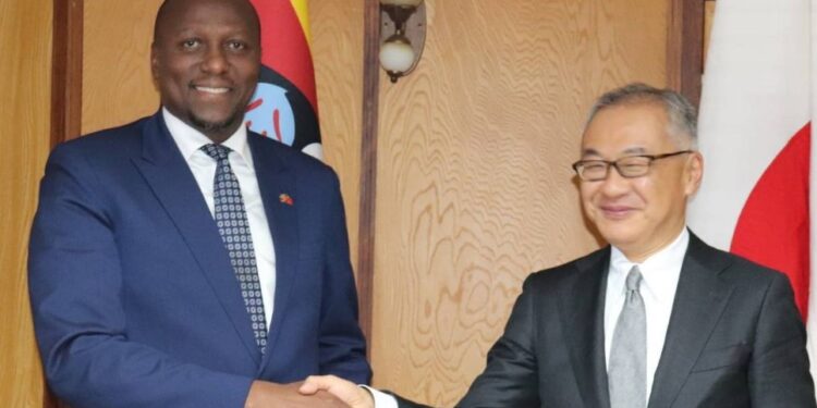 Prime Minister Russell Mmiso Dlamini meets with Japanese Ambassador H.E. Shimizu Fumio at the Cabinet Offices in Mbabane to discuss strengthening bilateral ties.