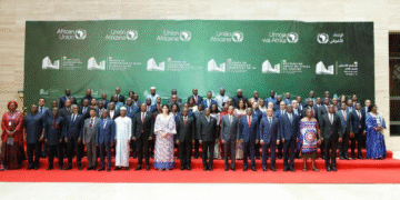 Delegates of the African Union Executive Council pose for a group photo during the 47th Extraordinary Session in Malabo, Equatorial Guinea, where a US$650,000 budget was approved for the Pan African Parliament’s upcoming session and operations.