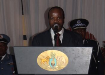 His Majesty King Mswati III making delivering his speech at the ENPF 50th celebration. (Pic: Nkosingiphile Myeni)