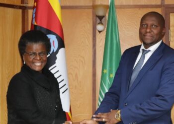 Prime Minister Russell Mmiso Dlamini pictured with outgoing GCPR President, South African MP Hon. Bridget Masango, during the council meeting in Mbabane.