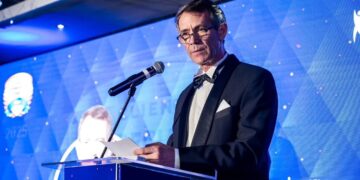 Finance Minister Neal Rijkenberg speaking during the ERS Client Appreciation Day at Happy Valley Hotel on Friday night.