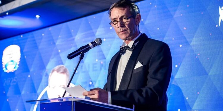 Finance Minister Neal Rijkenberg speaking during the ERS Client Appreciation Day at Happy Valley Hotel on Friday night.